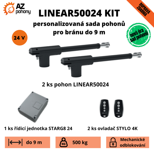 Linear50024Kit - personalizovaná sada pohonu dvoukřídlé brány do 9 m